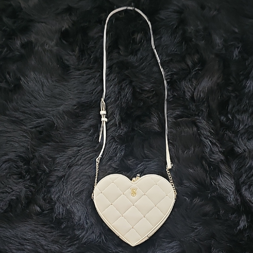 Victoria's Secret Cream Heart Crossbody Bag